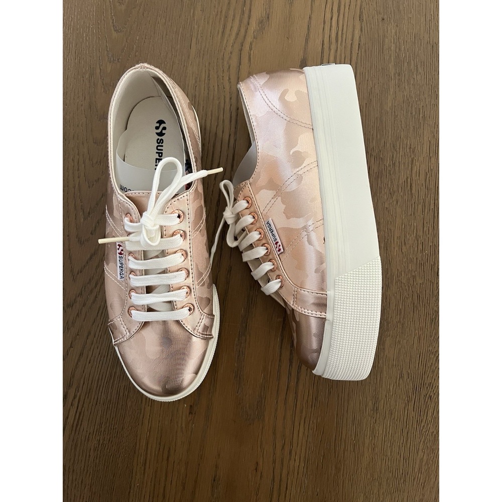 Superga 2790 Platform Camouflage Metallic Rose Gold Sneakers Size 40/ 9 US